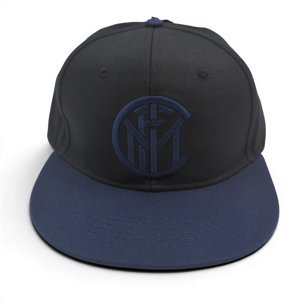 Inter Milan Official Product Snapback Hat Black Navy Blue Embroidered Logo Cap